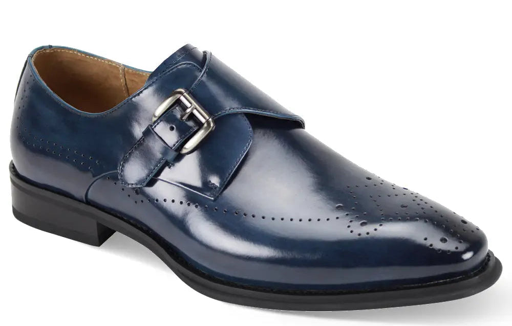 Giovanni Jeffery Blue Genuine Leather Monk Strap Shoes