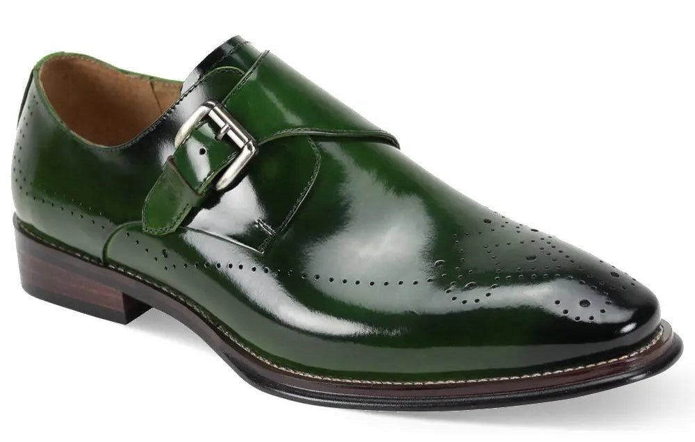 Giovanni Jeffery Green Genuine Leather Monk Strap Shoes