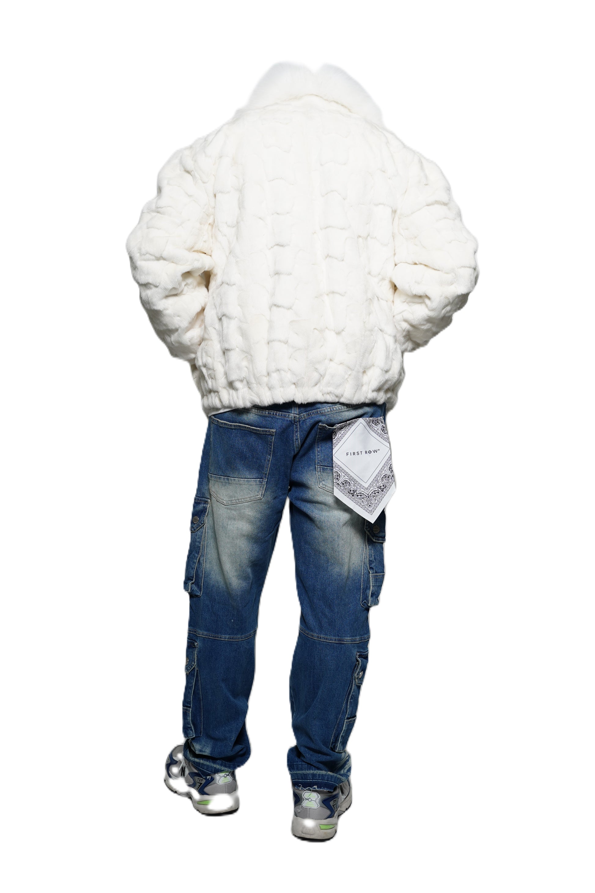 Verona Men's M49R01 White Genuine Mink Sections Jacket