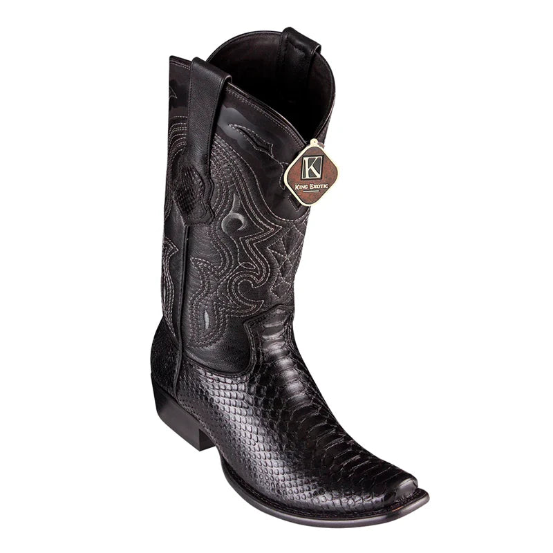 King Exotic 4795705 Men's Black Genuine Python Dubai Toe Cowboy Boots