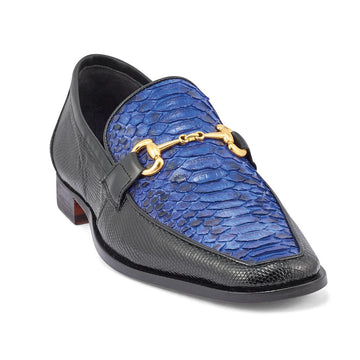 Mauri Priest Black/Royal Blue Genuine Iguana/Python Horsebit Loafer Shoes 4800/2