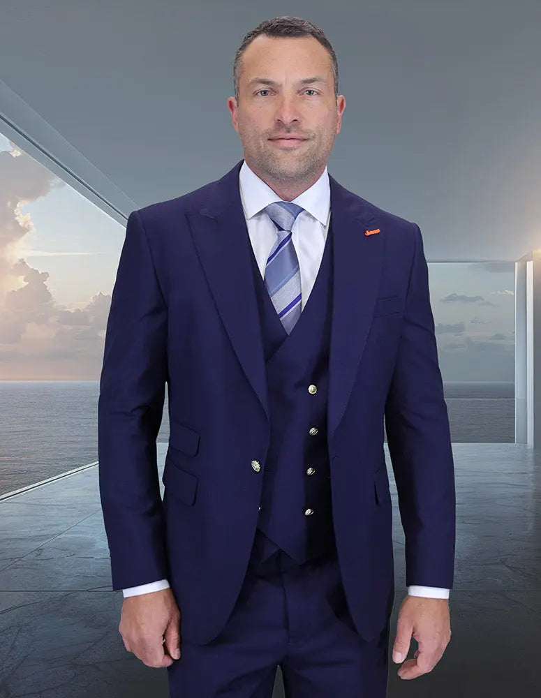Statement Amiri Navy Super 200's Italian Wool Vested Suit