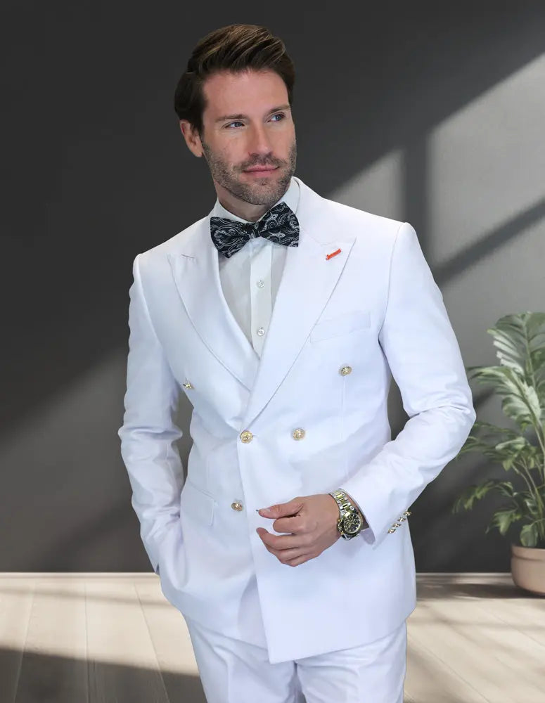 Statement SD-100 White Super 180's Italian Wool / Cashmere Suit