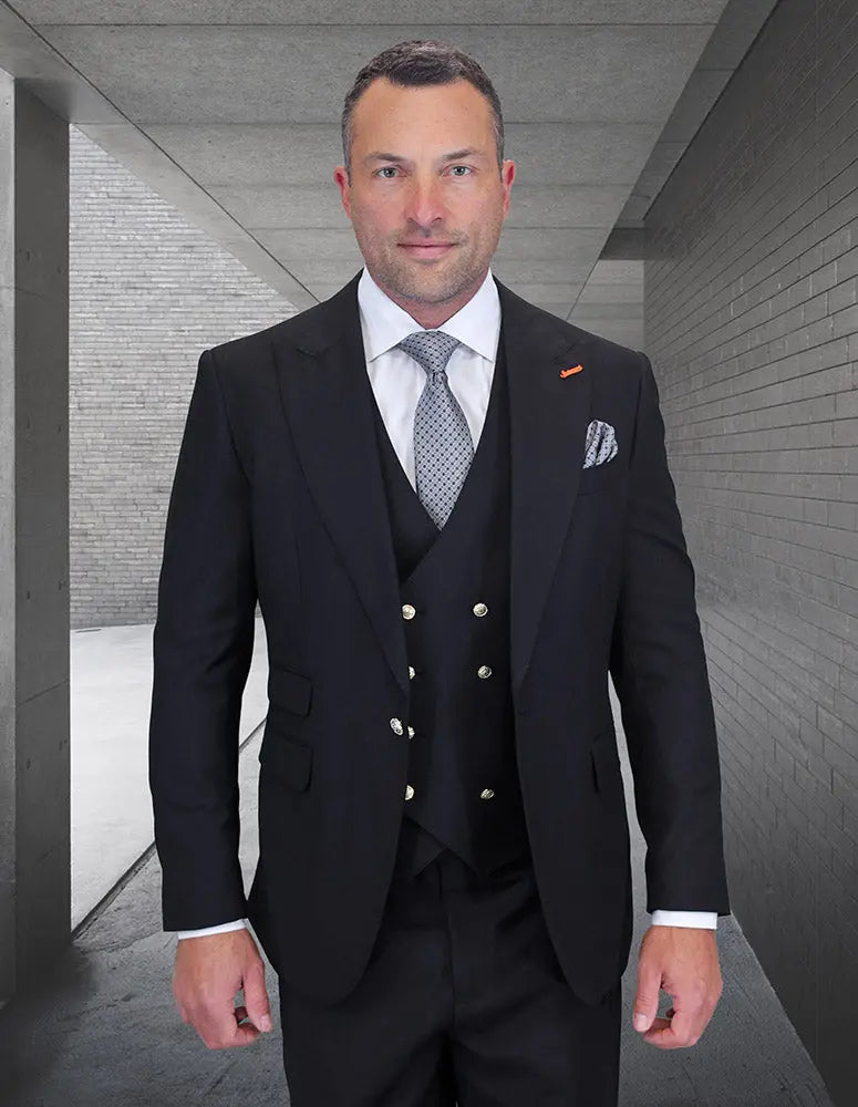 Statement Amiri Black Super 200's Italian Wool Vested Suit