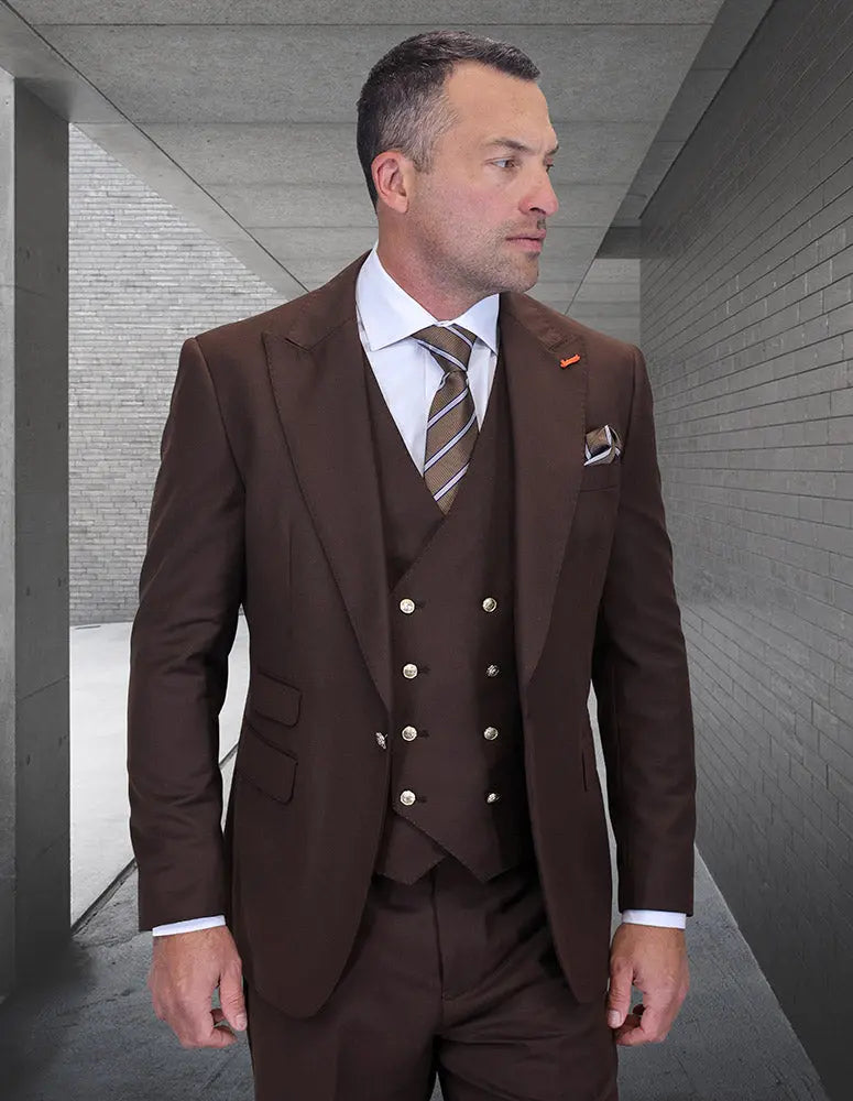 Statement Amiri Brown Super 200's Italian Wool Vested Suit