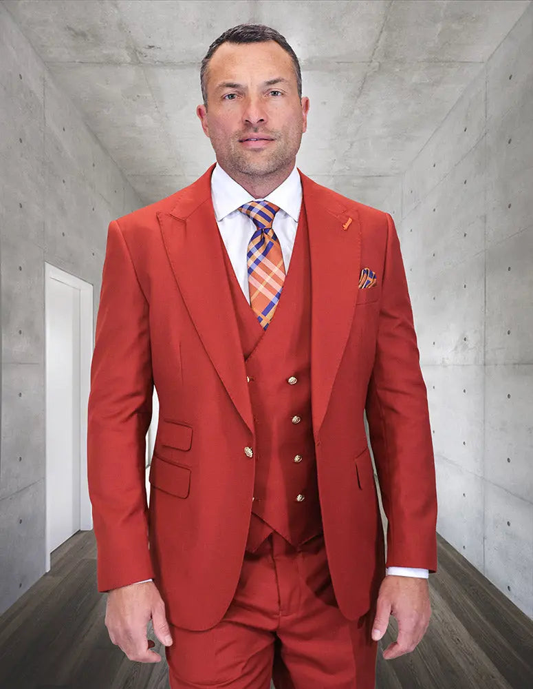 Statement Amiri Brick Super 200's Italian Wool Vested Suit