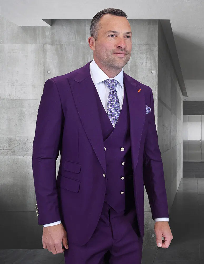 Statement Amiri Plum Super 200's Italian Wool Vested Suit