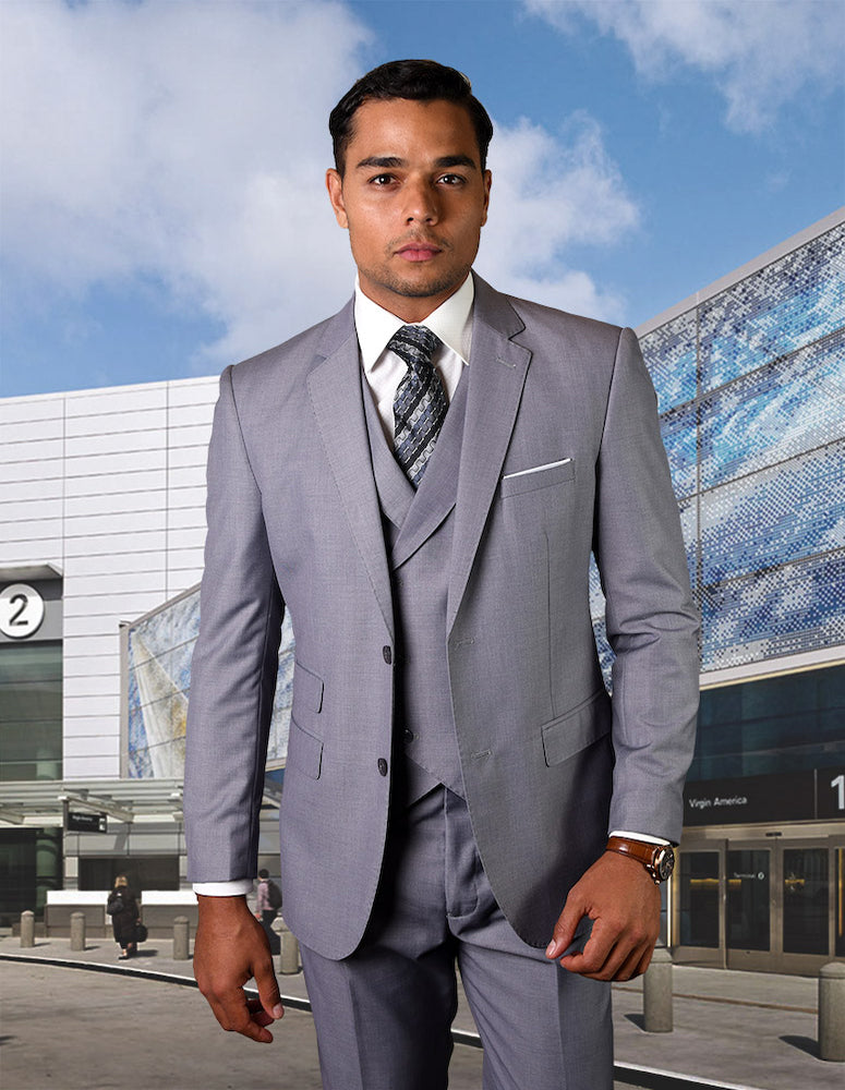 Statement Lazio Gray Super 150's Italian Wool Vested Suit