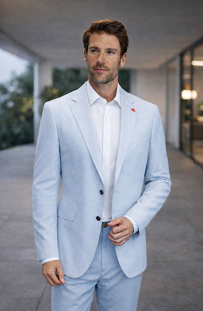 Statement Sky Blue Linen Suit