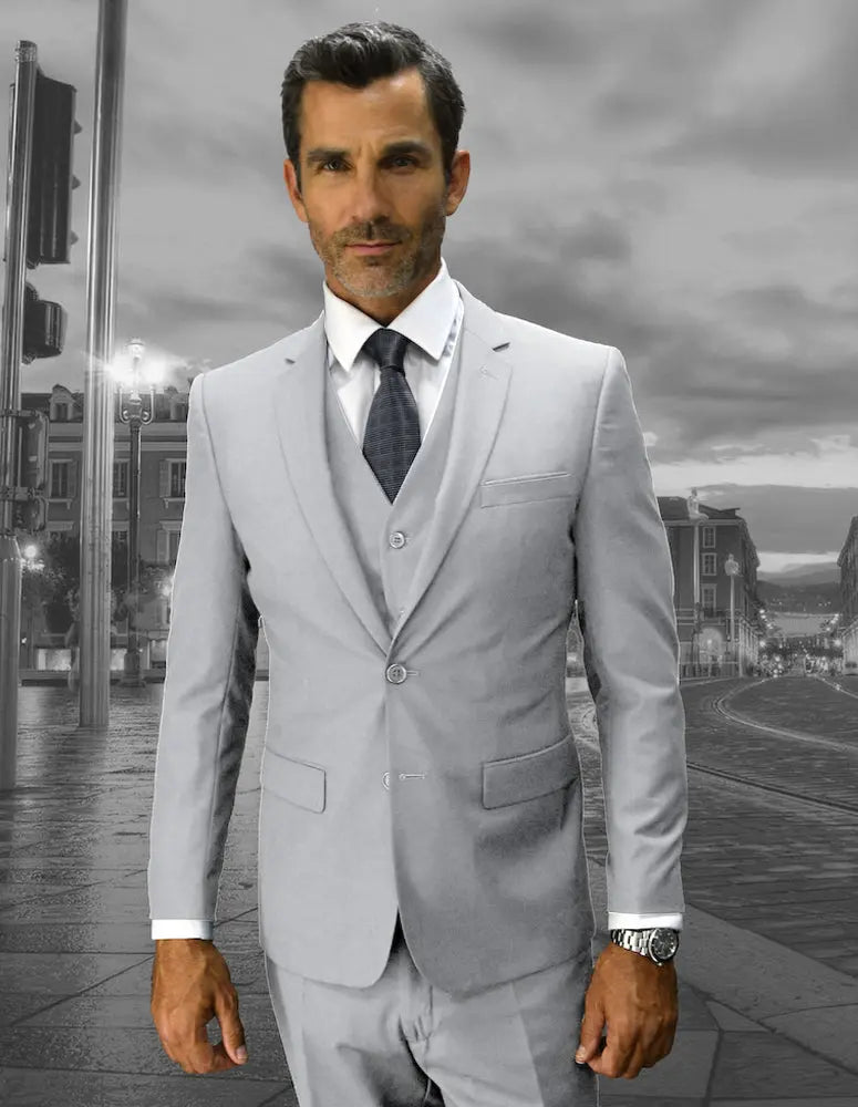 Statement Lorenzo Ash Slim Fit Vested Suit – Super 150’s Italian Wool