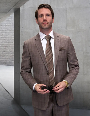 Statement Abano-BG Taupe Vested Suit - Super 200's Italian Wool