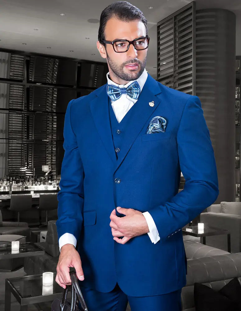 Statement TZ-100BG Sapphire Vested Suit - Super 150's Italian Wool