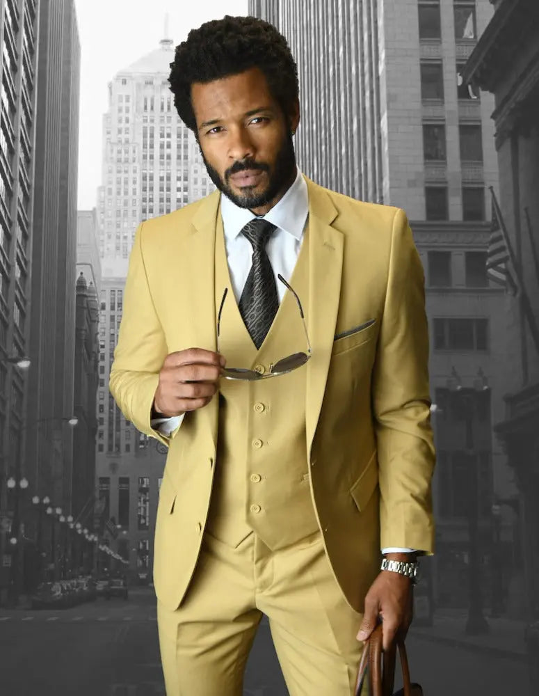Statement Lorenzo Chestnut Slim Fit Vested Suit – Super 150’s Italian Wool