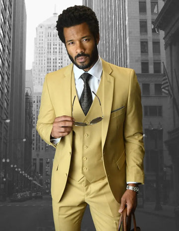 Statement Lorenzo Chestnut Slim Fit Vested Suit – Super 150’s Italian Wool