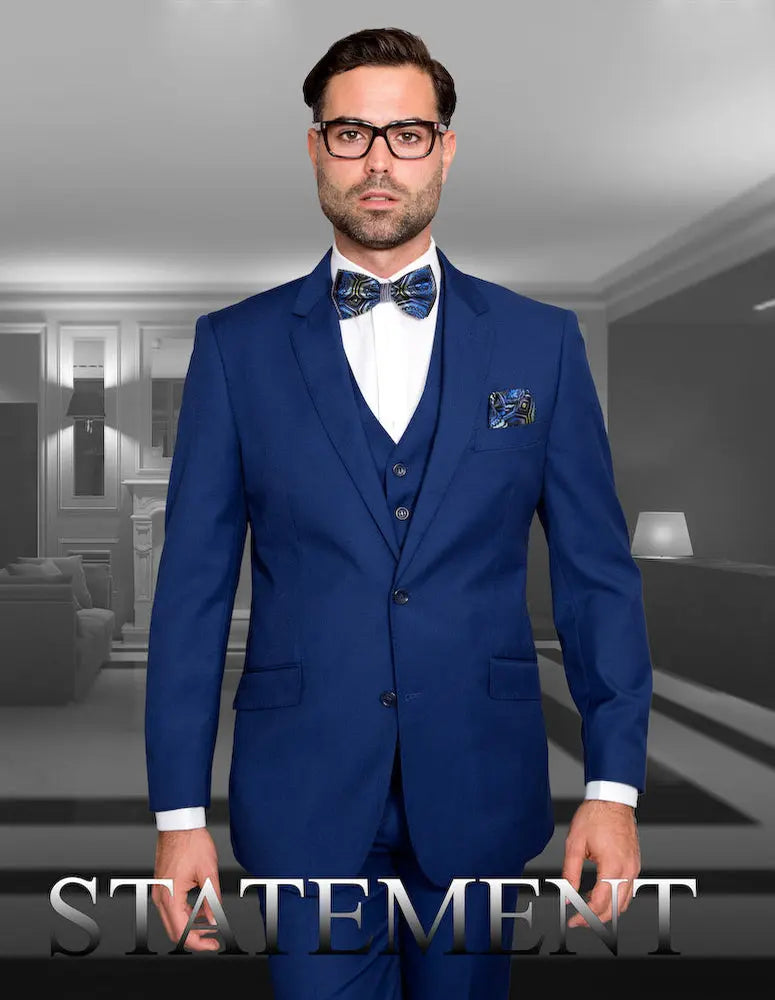 Statement STZV-102XL Sapphire Vested Suit - Super 150's Italian Wool