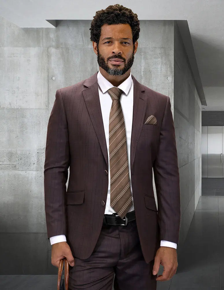 Statement Matari-BG Brown Vested Suit - Super 200's Italian Wool