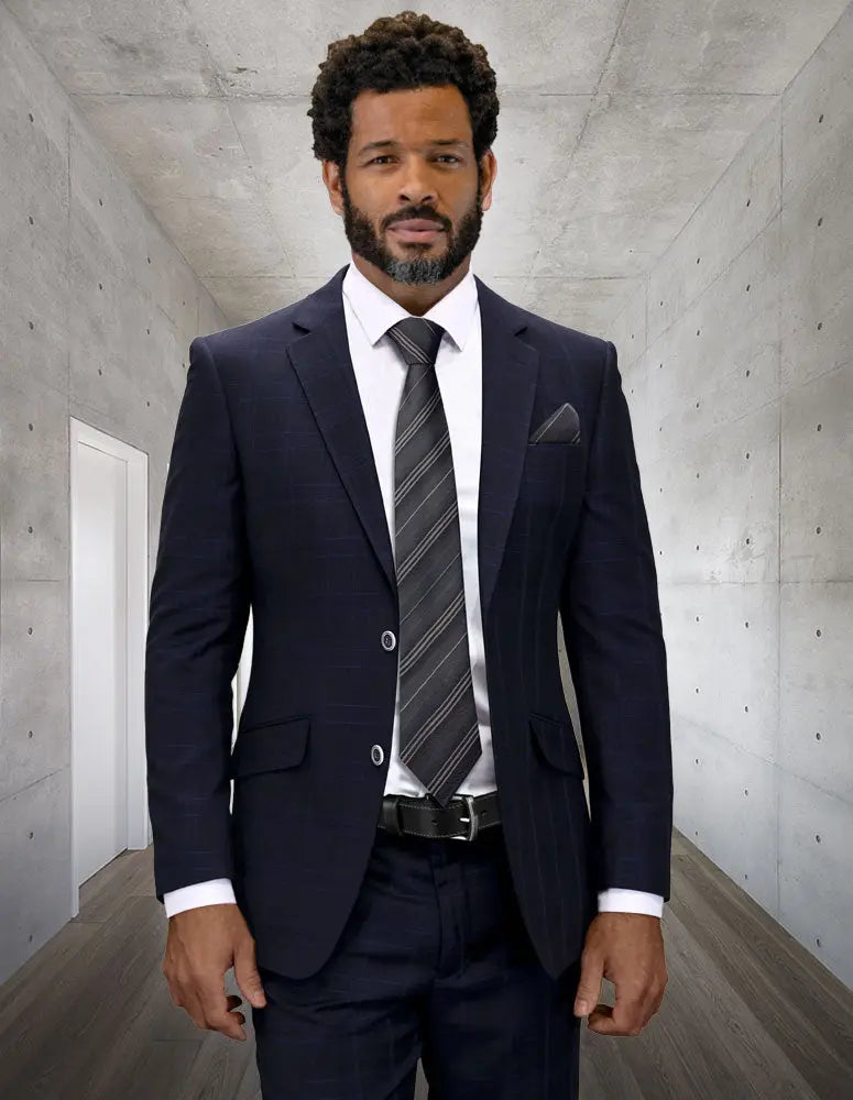 Statement Gimano-BG Black Vested Suit - Super 200's Italian Wool