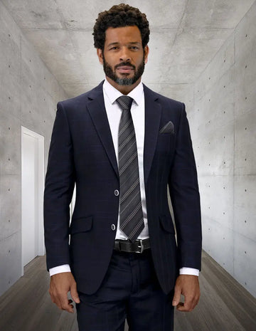 Statement Gimano-BG Black Vested Suit - Super 200's Italian Wool