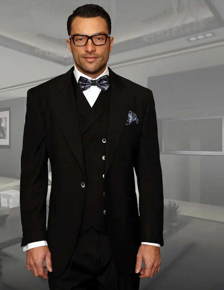 Statement Florence Black Wide Leg Vested Suit - Super 180's Italian Wool