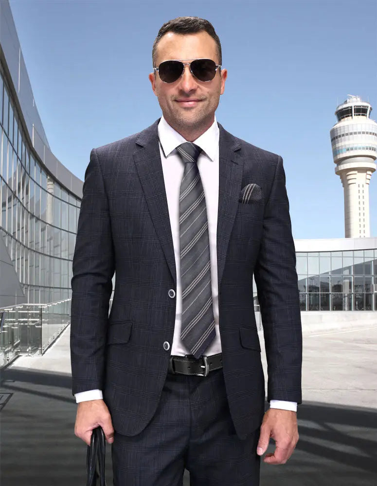 Statement Conari-BG Black Vested Suit - Super 200's Italian Wool