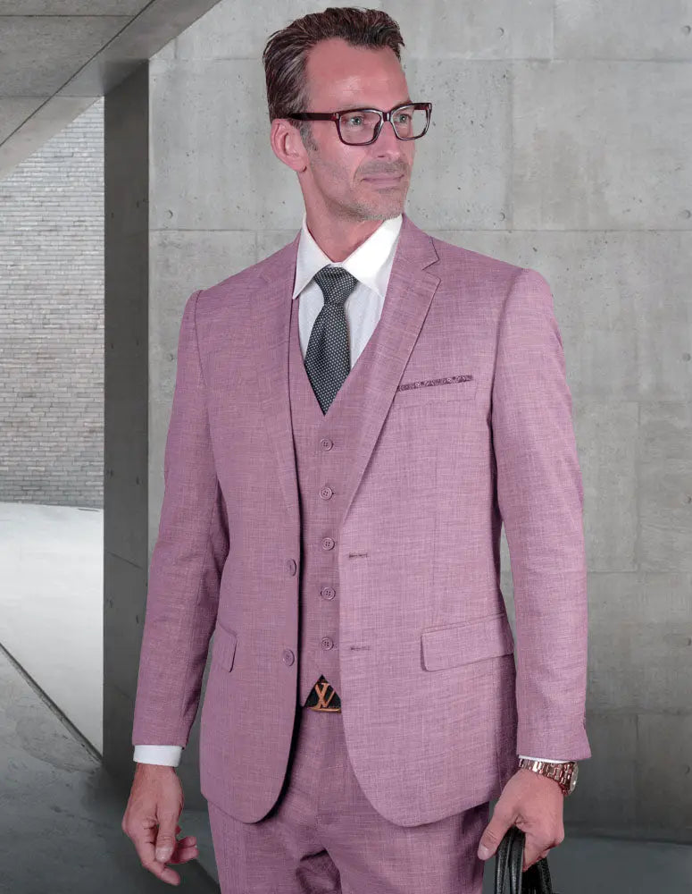 Statement Lazaro Lavender Slim Fit Vested Suit – Super 150’s Italian Wool