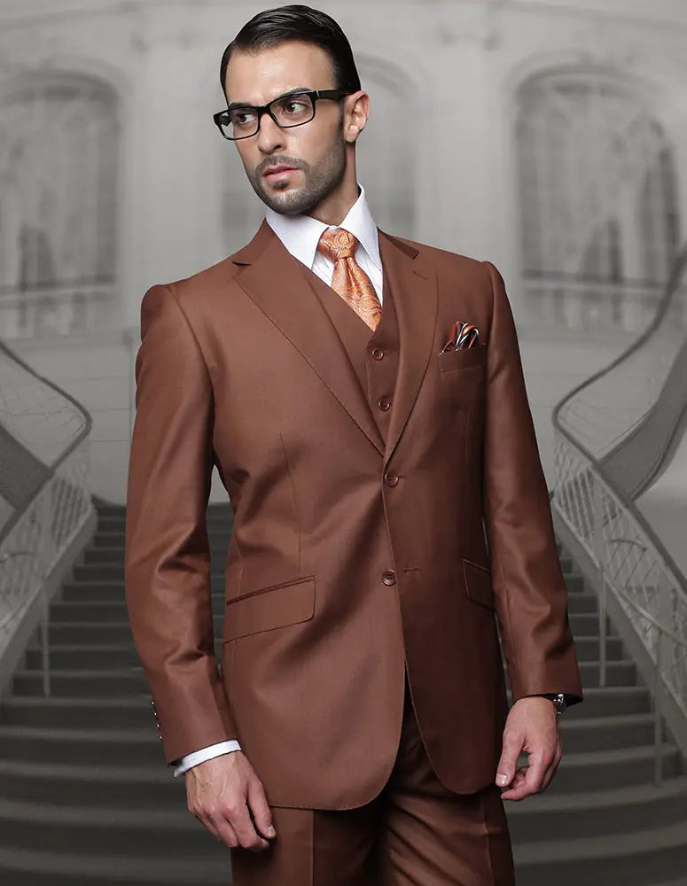 Statement TZ-100BG Copper Vested Suit - Super 150's Italian Wool