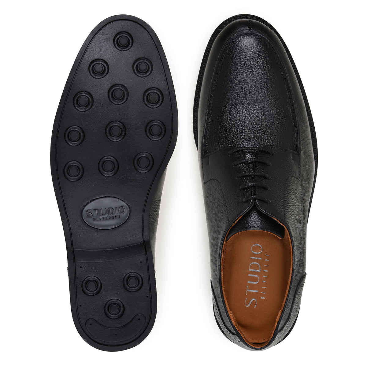Belvedere Lorenzo Black Genuine Leather Oxfords