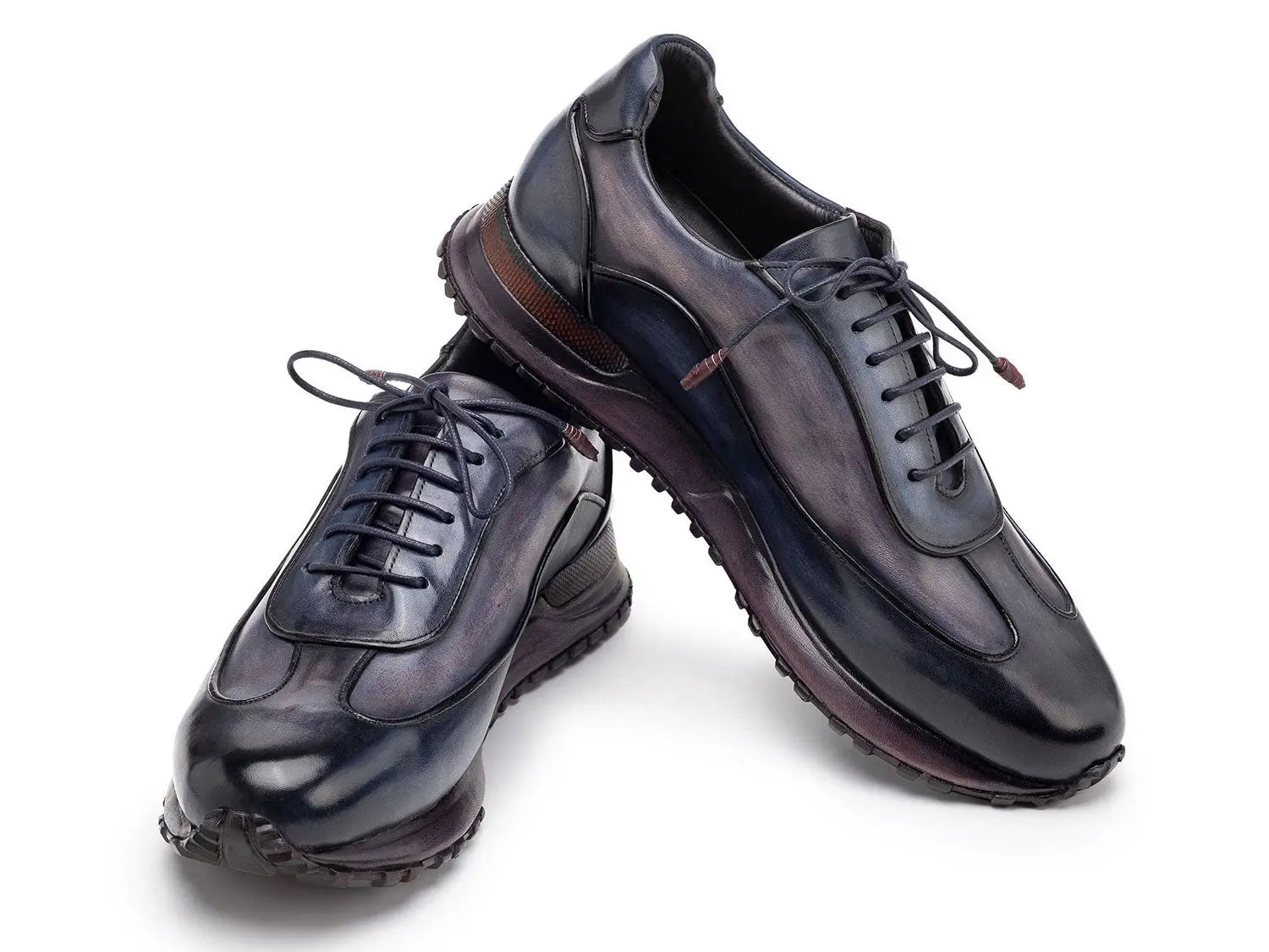 Paul Parkman Men's Navy/Gray Patina Leather Sneakers (ID#LS406GNV) PAUL PARKMAN