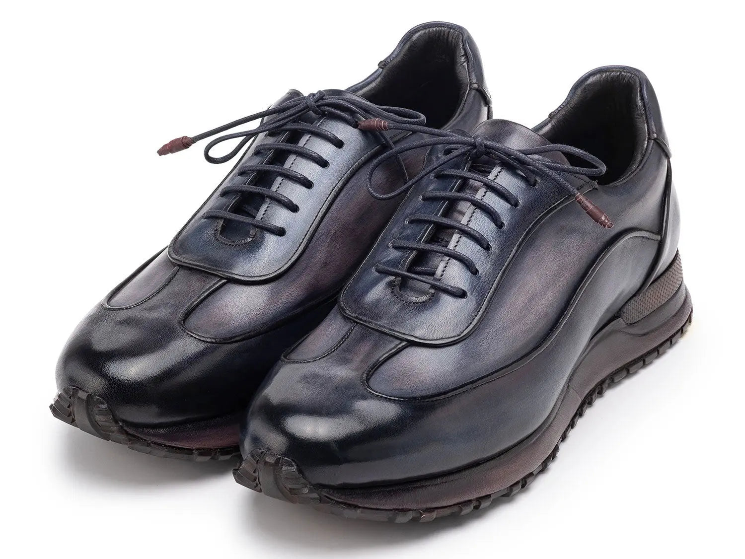 Paul Parkman Men's Navy/Gray Patina Leather Sneakers (ID#LS406GNV) PAUL PARKMAN