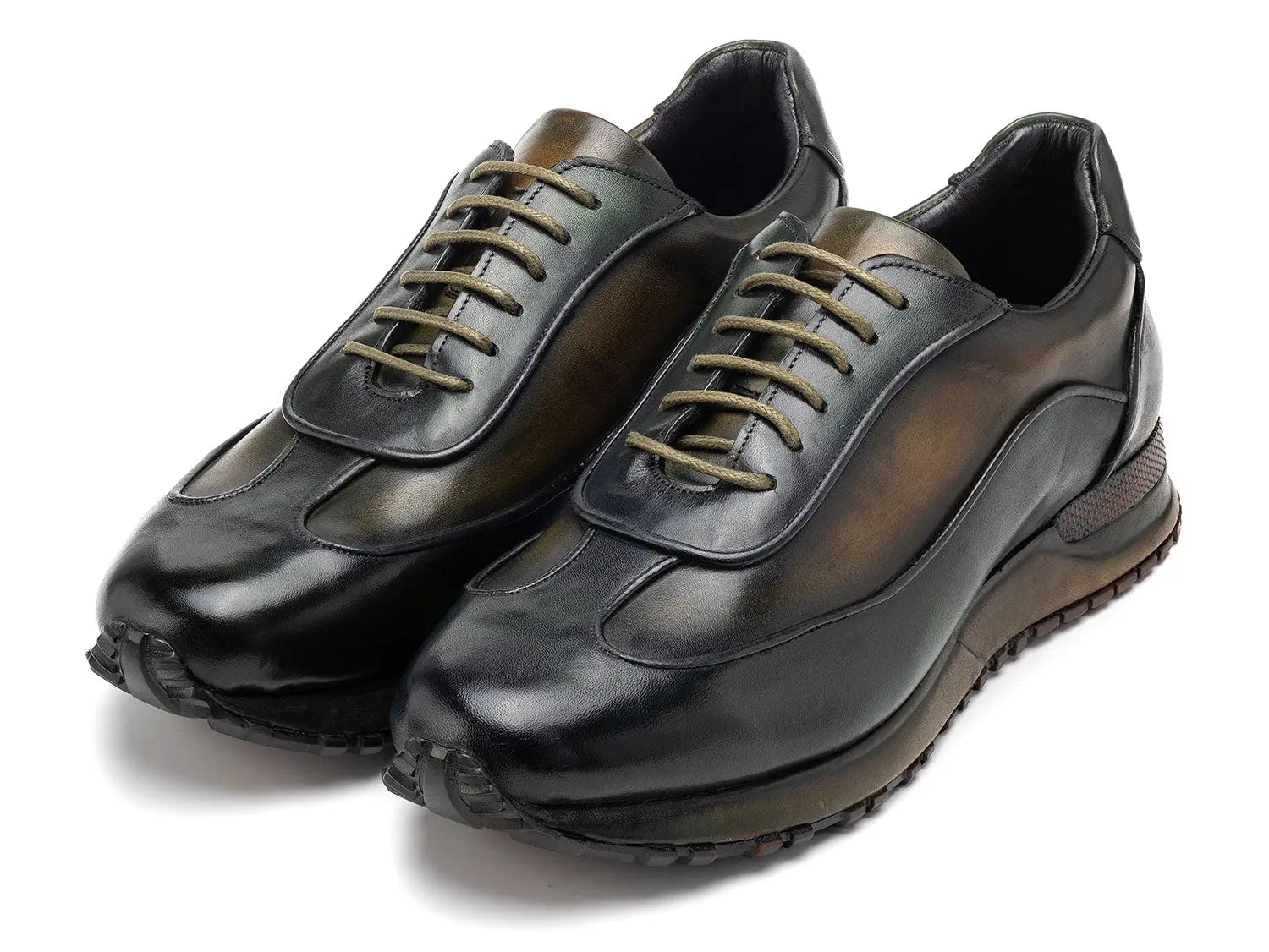 Paul Parkman Men's Green Patina Leather Sneakers (ID#LS406GRN) PAUL PARKMAN