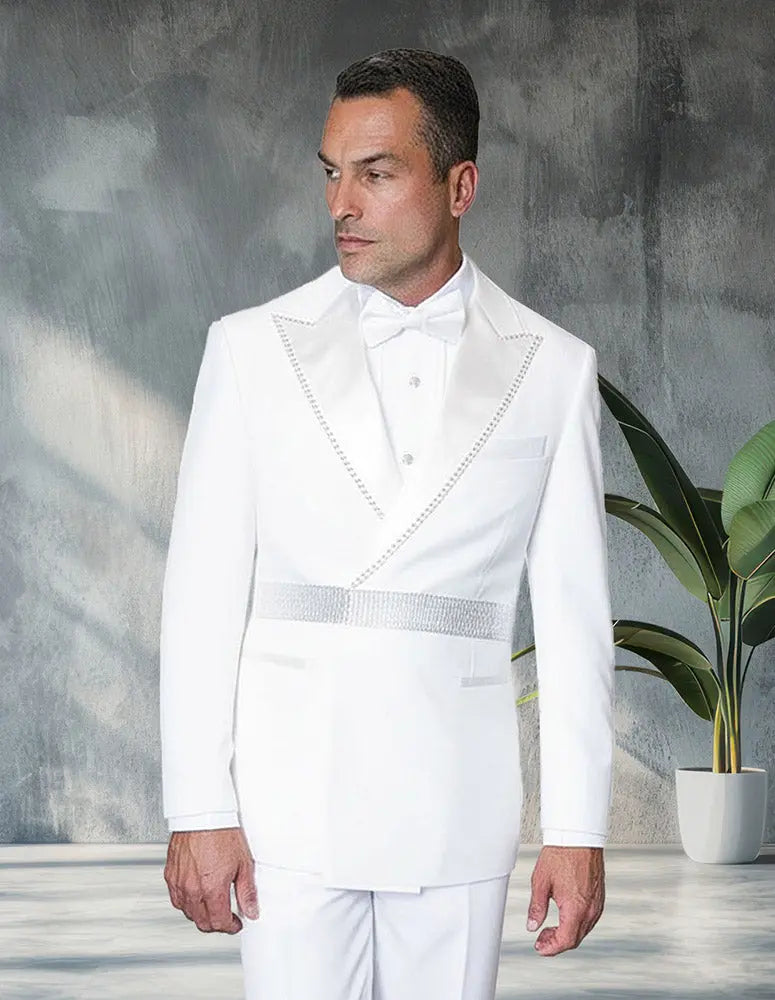 Statement Luxury White Super 200's Italian Wool Tuxedo