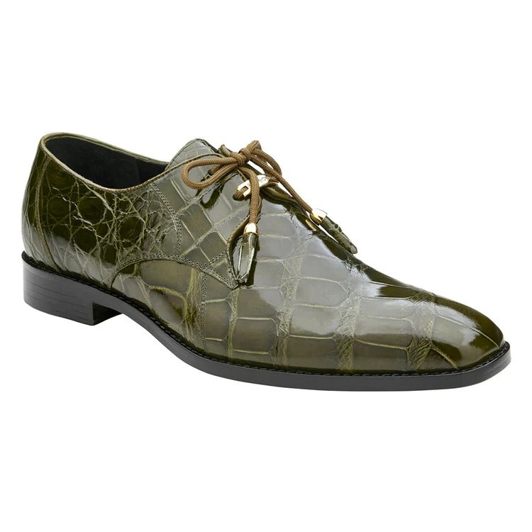 Belvedere Lago 14010 Olive Genuine American Alligator Oxfords