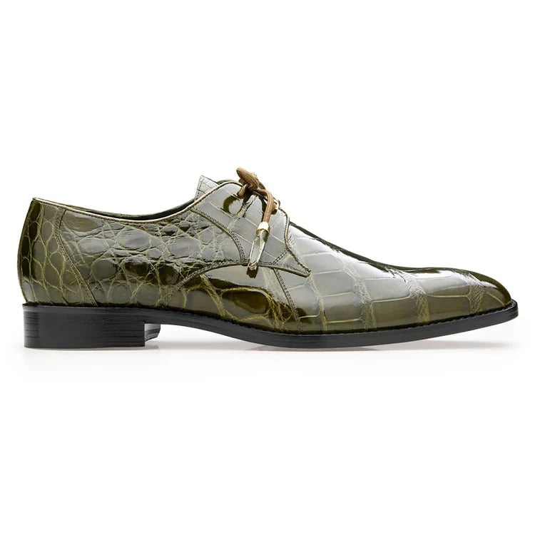 Belvedere Lago 14010 Olive Genuine American Alligator Oxfords