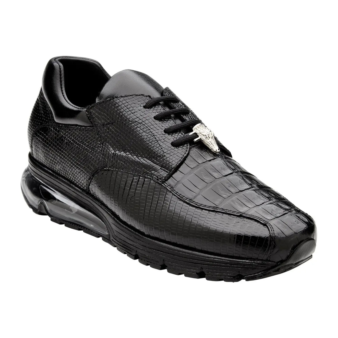 Belvedere Lazaro Y40B Black Genuine Caiman Crocodile/Lizards Sneakers