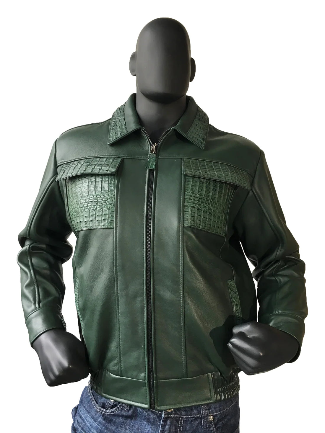 Jakewood Green Genuine Alligator/Lambskin Jacket