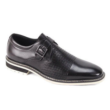 Giovanni Les Black Genuine Leather Monk Strap Shoes