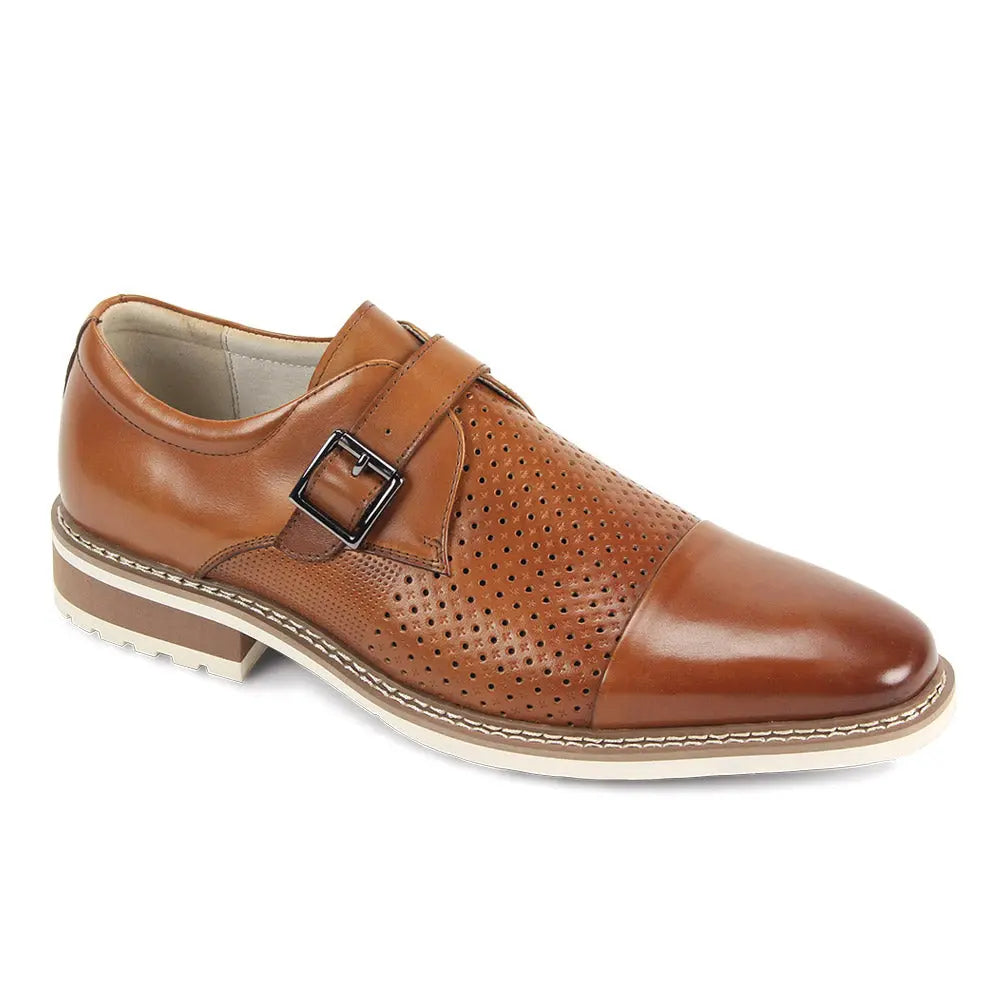 Giovanni Les Tan Genuine Leather Monk Strap Shoes