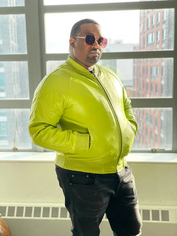 Jakewood 1051 Lime Green Genuine Lambskin Baseball Varsity Jacket
