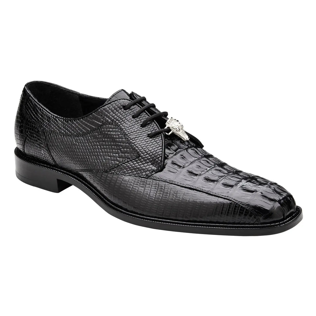 Belvedere Lusso R115 Black Genuine Hornback/Lizards Oxfords