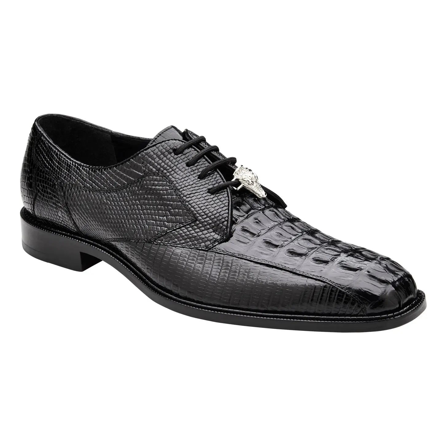 Belvedere Lusso R115 Black Genuine Hornback/Lizards Oxfords