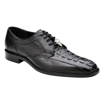 Belvedere Lusso R115 Black Genuine Hornback/Lizards Oxfords
