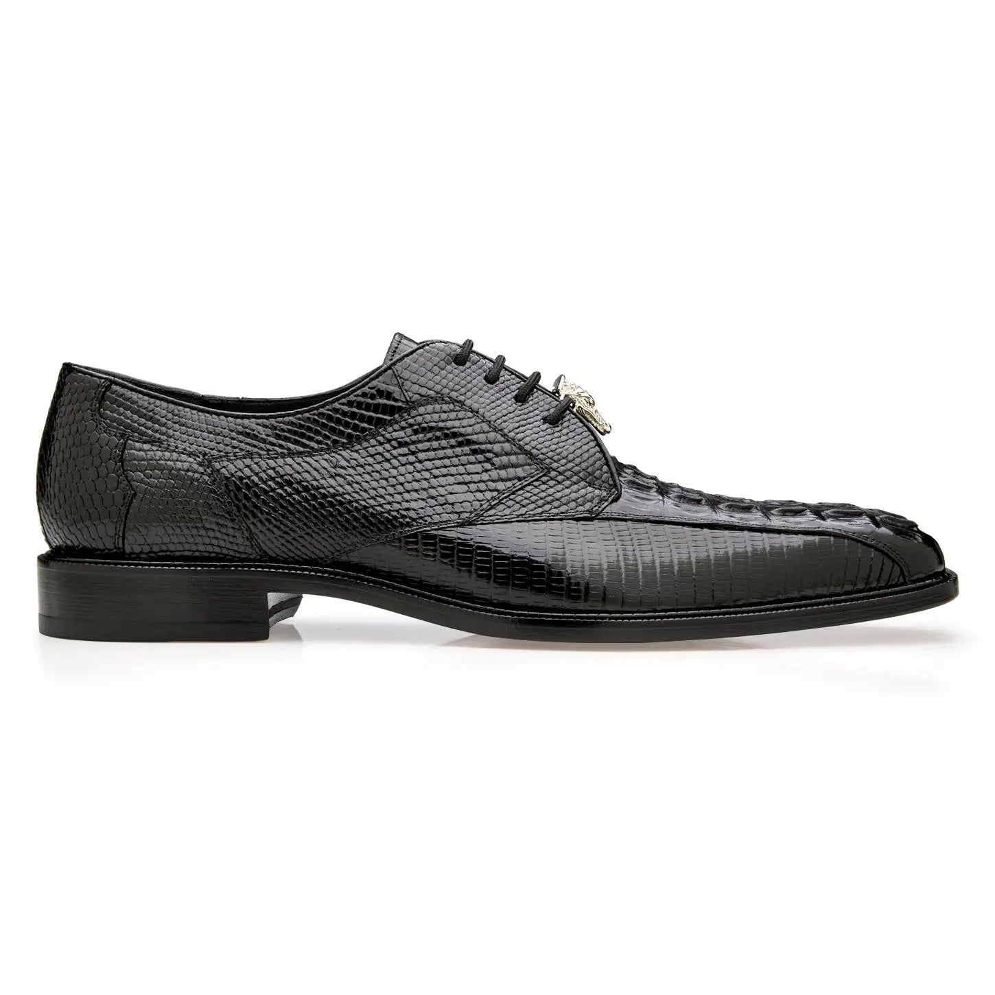 Belvedere Lusso R115 Black Genuine Hornback/Lizards Oxfords