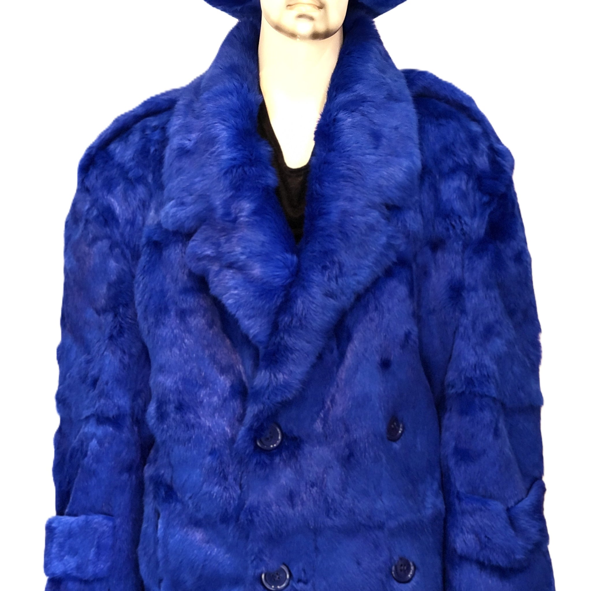 Verona Men's M05Q01RB Royal Blue Genuine Rabbit Peacoat