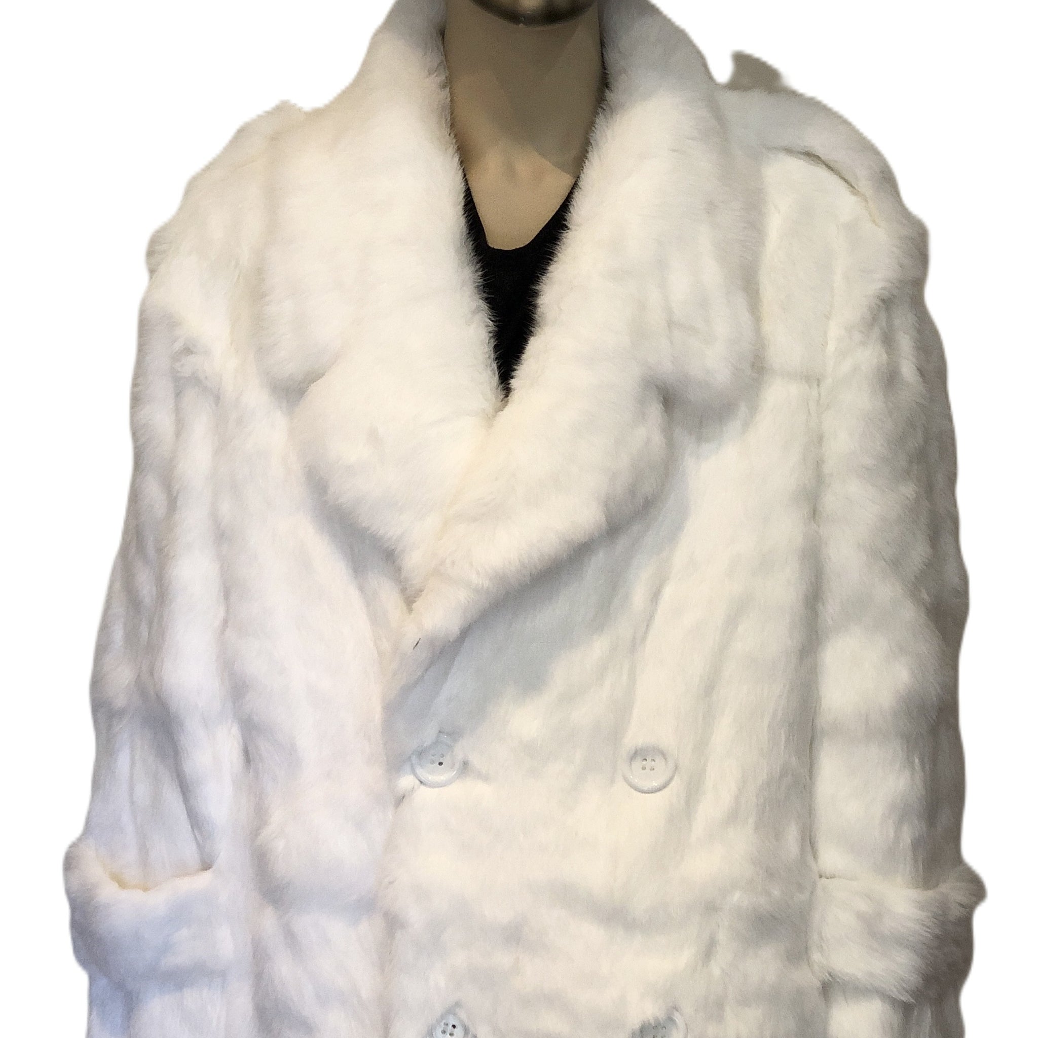 Verona Men's M05Q01WT White Genuine Rabbit Peacoat