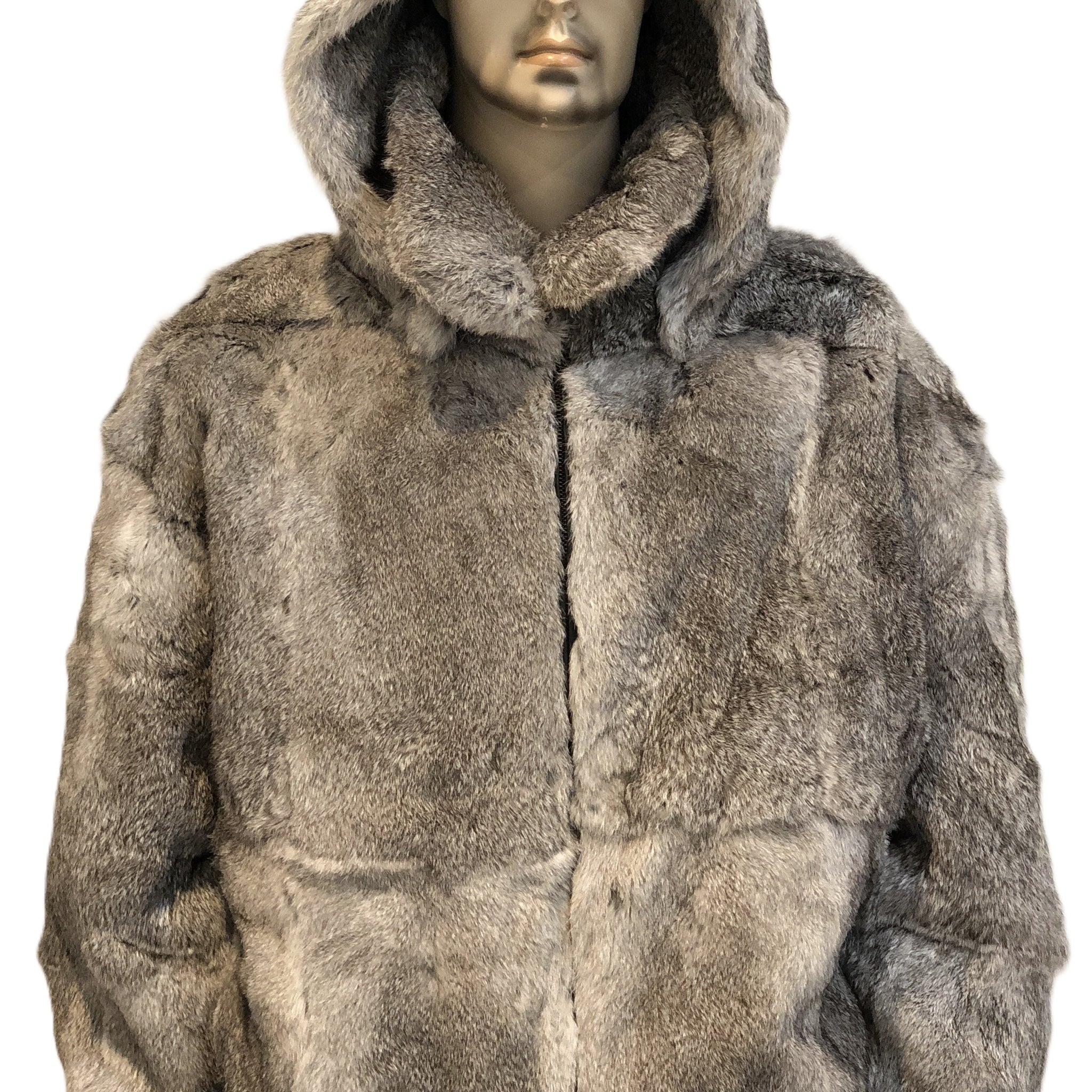 Verona Men's M05R02CH Natural Silver Genuine Rabbit Jacket