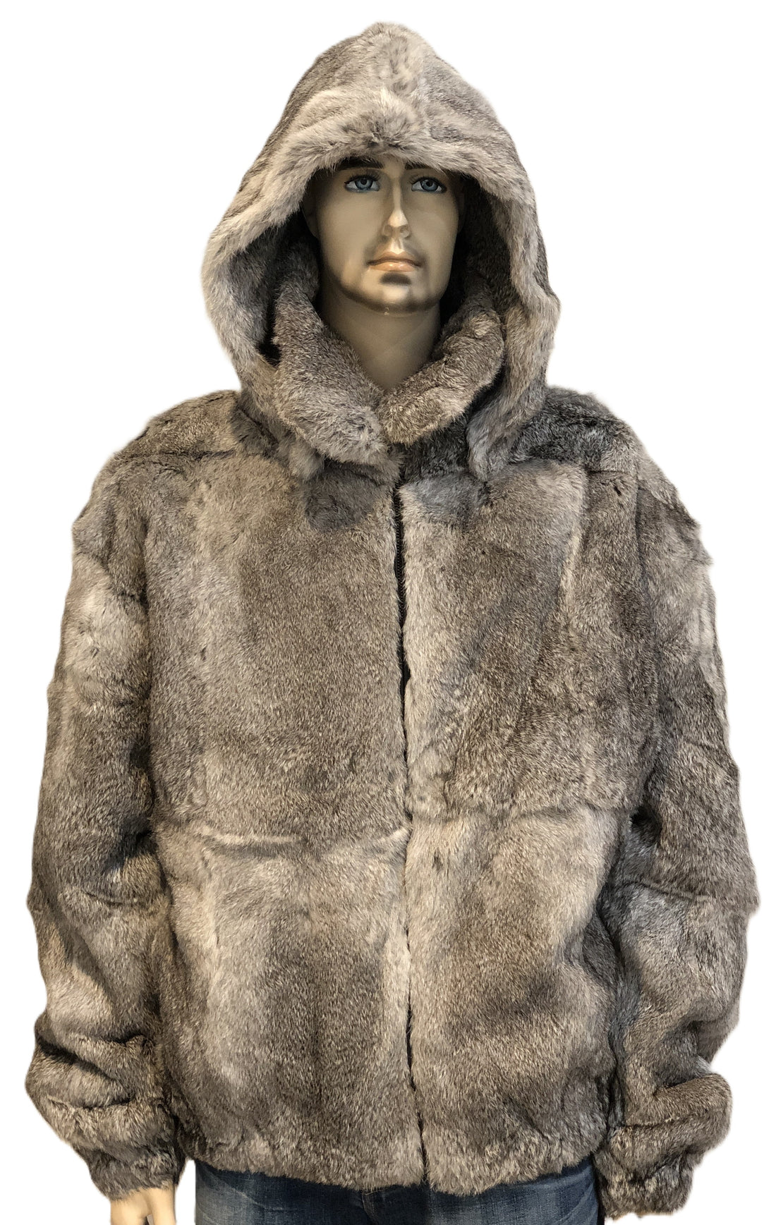 Verona Men's M05R02CH Natural Silver Genuine Rabbit Jacket