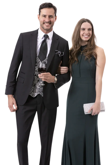 EJ Samuel M2795 Black Vested Suit