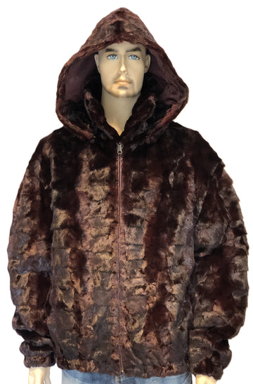 Verona Men's M49R02BD Burgundy Genuine Mink Sections Jacket