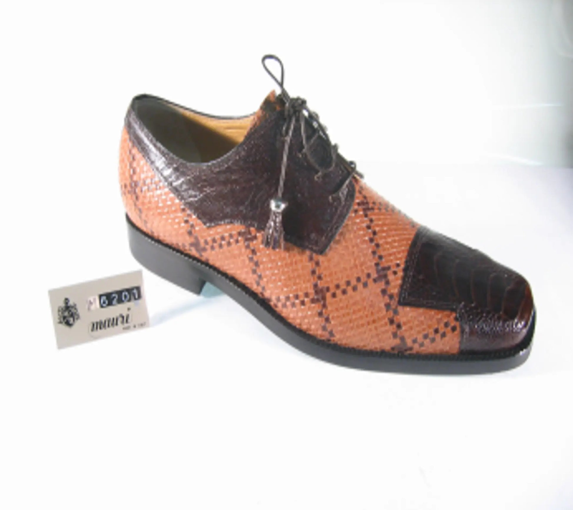 Mauri M620/1 Brown Genuine Ostrich Leg/Calf Woven Oxfords