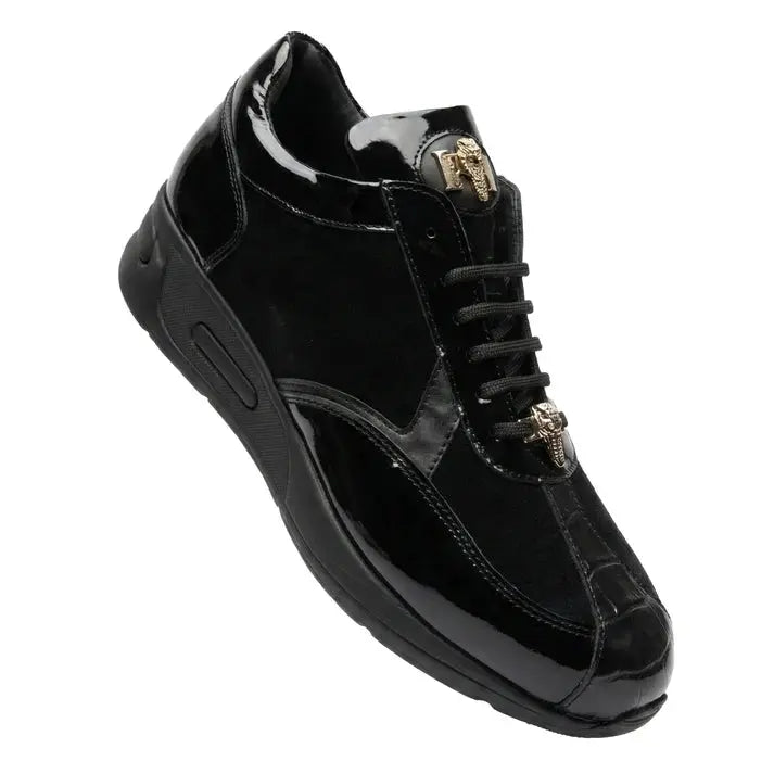 Mauri M704 Black Genuine Suede/Patent Leather Sneakers